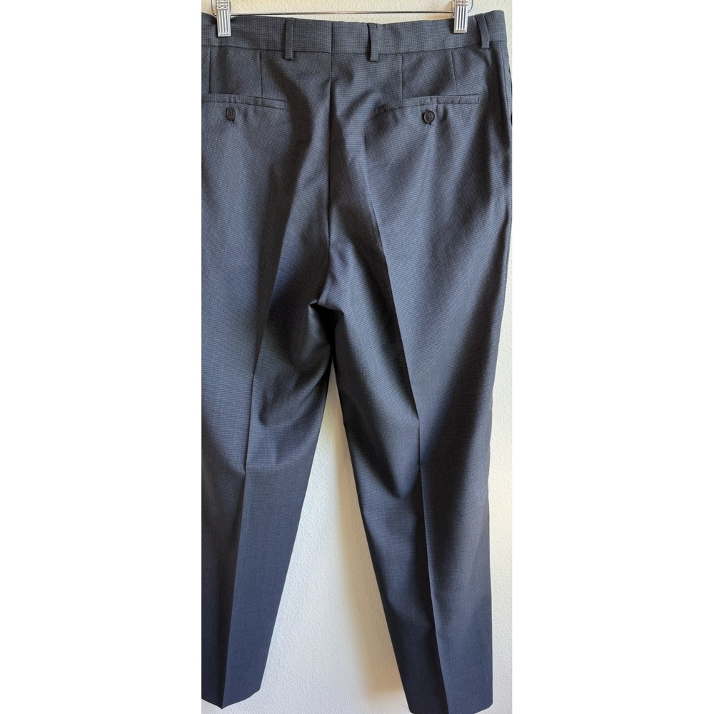 Hugo Boss Men's 36x32 Gray Check Flat Front Dress Pants Zip Slash Pockets - Picture 3 of 9